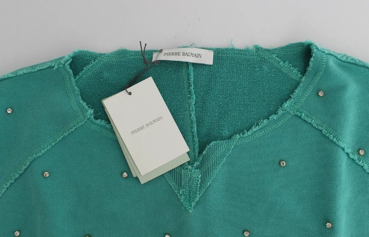 Green embellished cotton sweatshirt