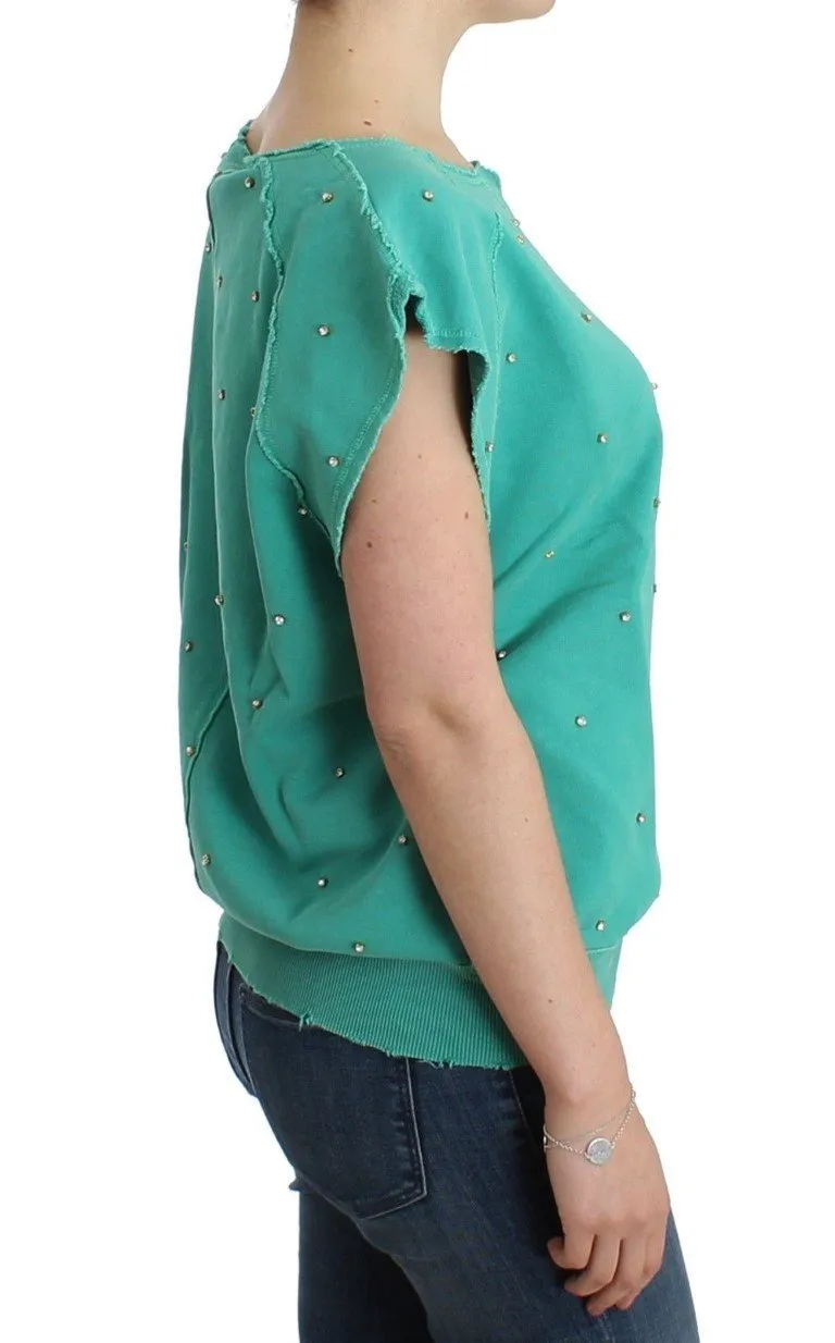 Green embellished cotton sweatshirt