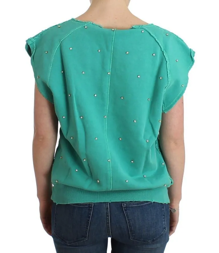 Green embellished cotton sweatshirt