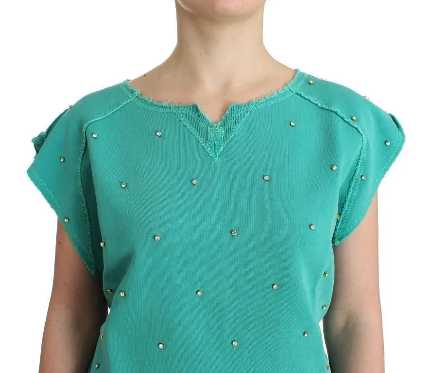 Green embellished cotton sweatshirt