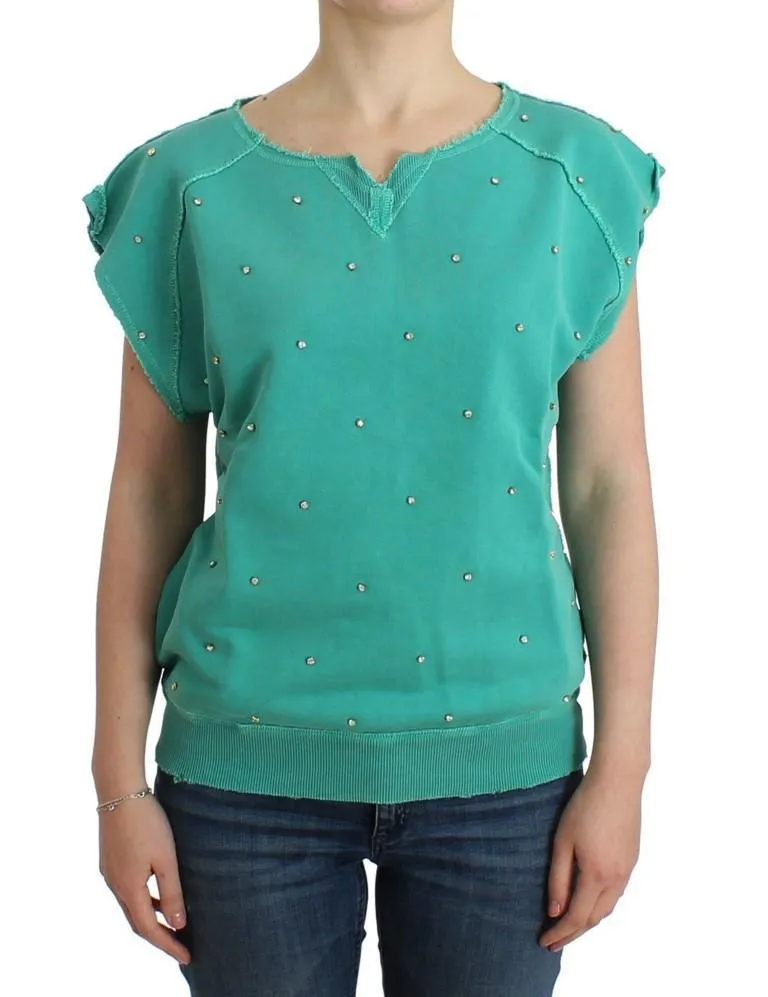 Green embellished cotton sweatshirt