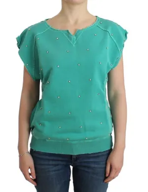Green embellished cotton sweatshirt