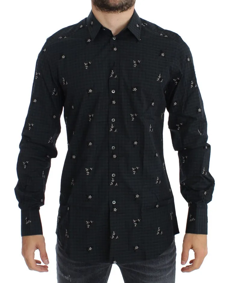 Green Floral Check Slim Fit GOLD Shirt