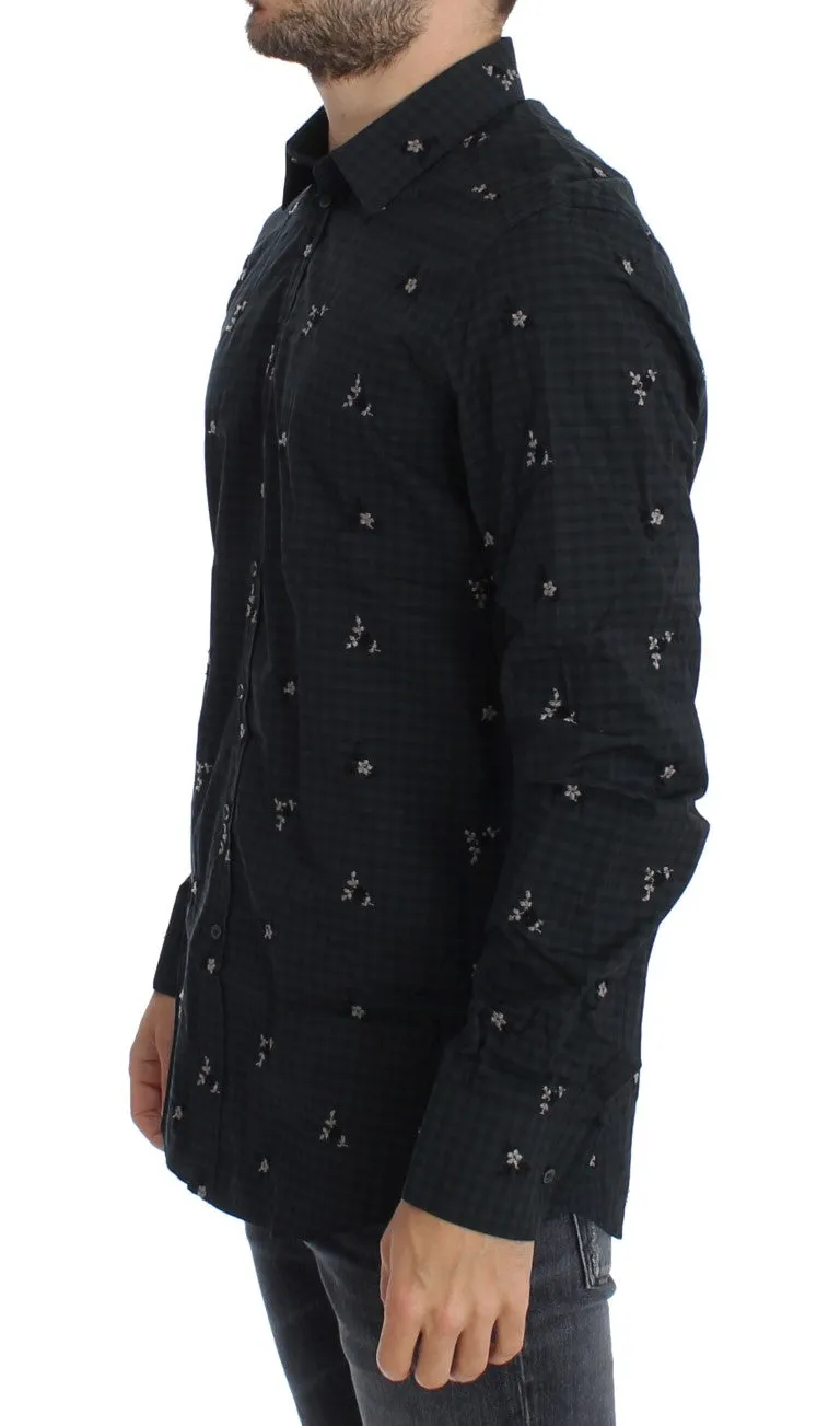 Green Floral Check Slim Fit GOLD Shirt