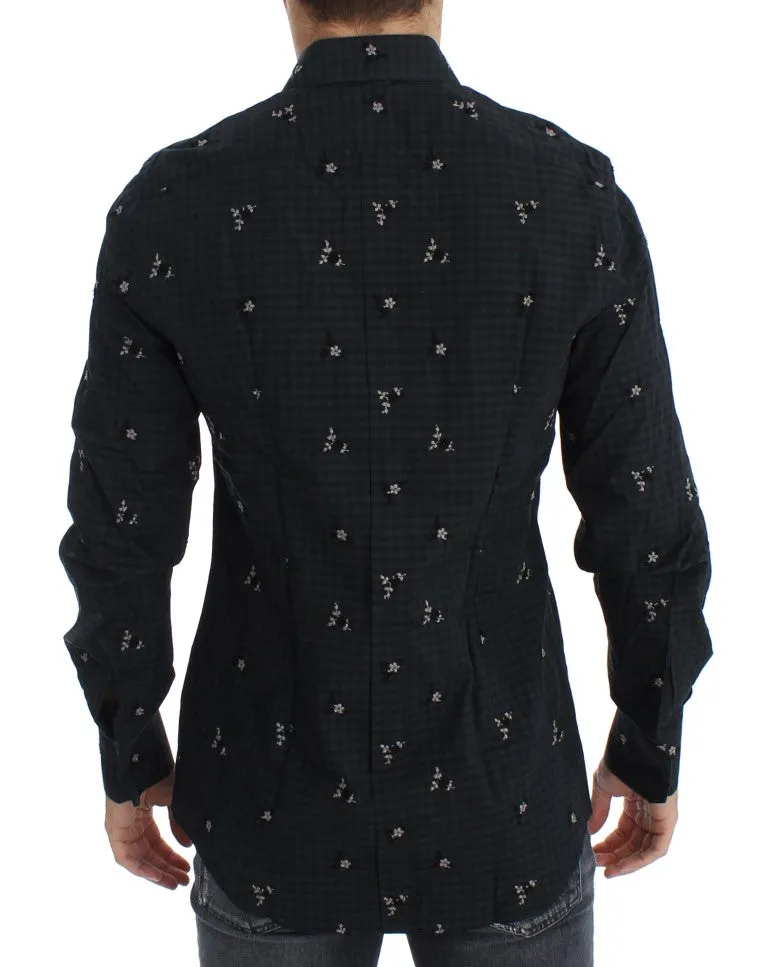 Green Floral Check Slim Fit GOLD Shirt