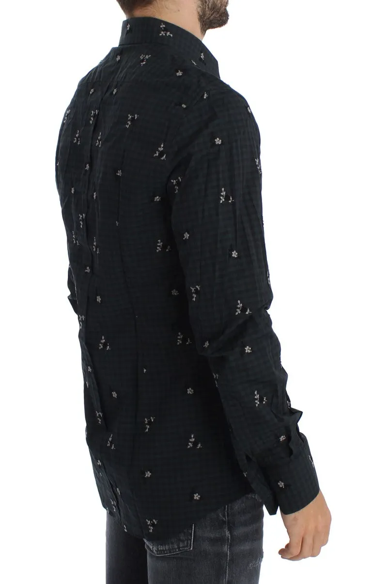 Green Floral Check Slim Fit GOLD Shirt