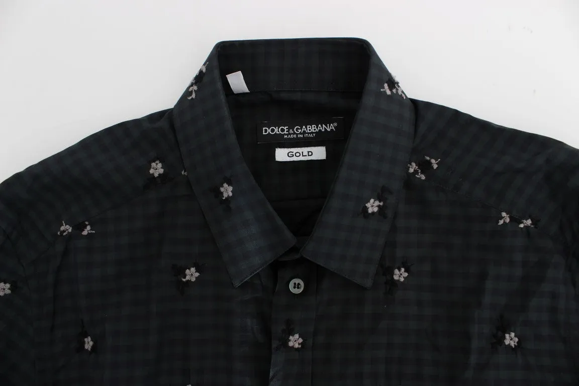 Green Floral Check Slim Fit GOLD Shirt