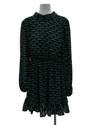 Green Patterned Flare Edge Dress
