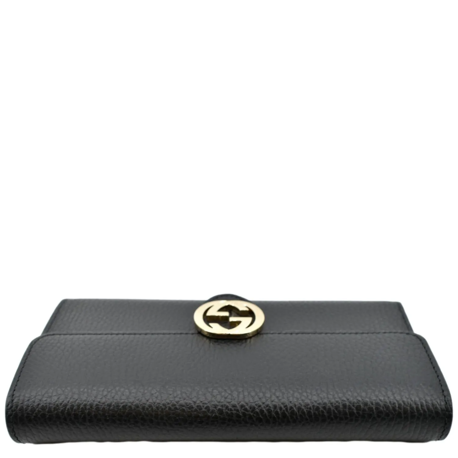 GUCCI GG Interlocking Continental Leather Wallet Black 598166