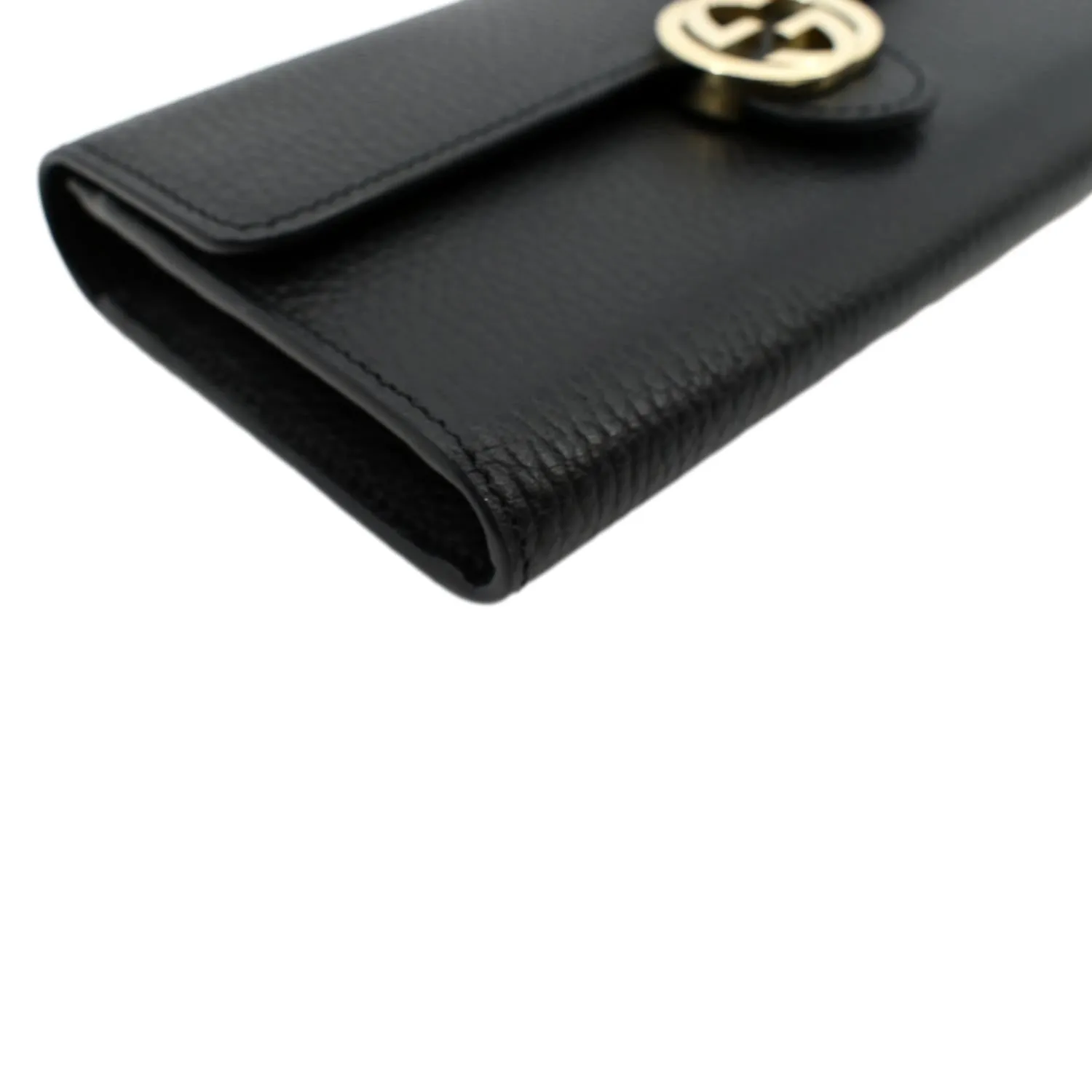 GUCCI GG Interlocking Continental Leather Wallet Black 598166