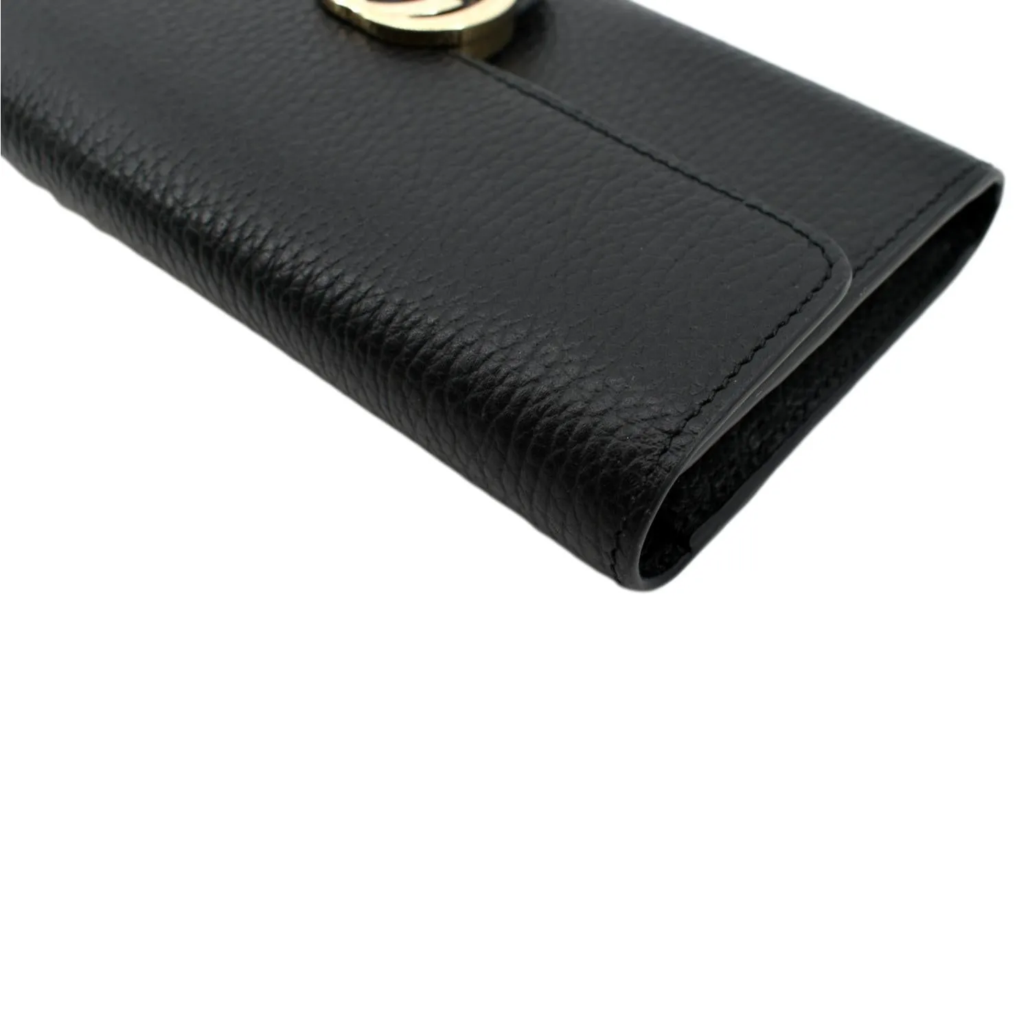 GUCCI GG Interlocking Continental Leather Wallet Black 598166