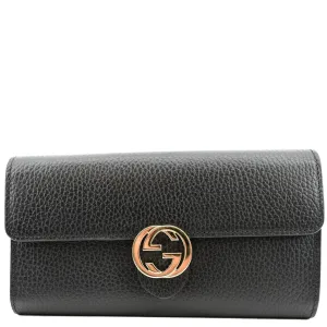 GUCCI GG Interlocking Continental Leather Wallet Black 598166