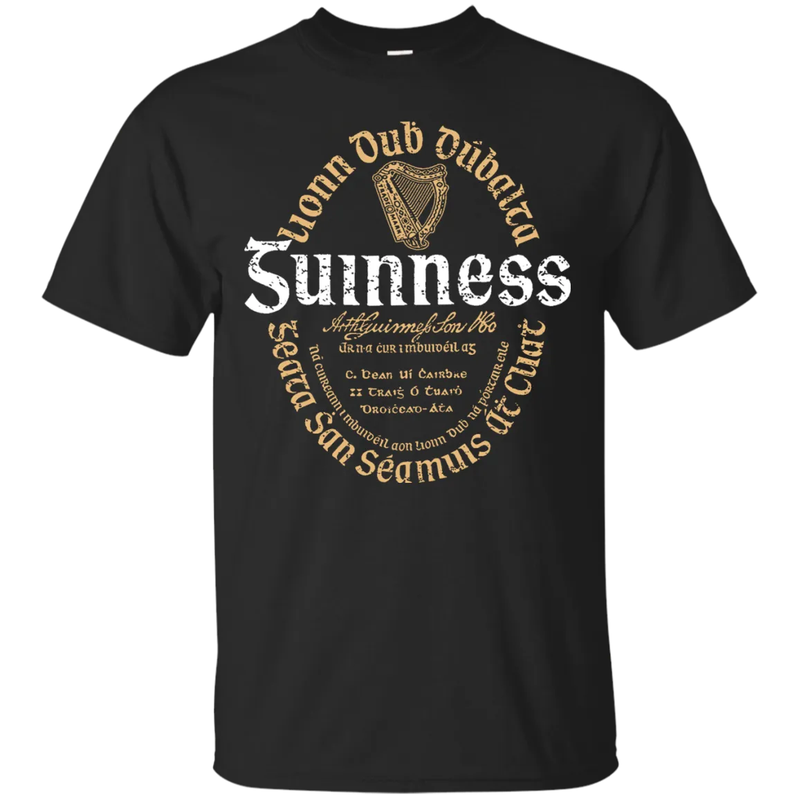Guinness Beer T-Shirt Custom Designed Color Oval Worn Label Pattern