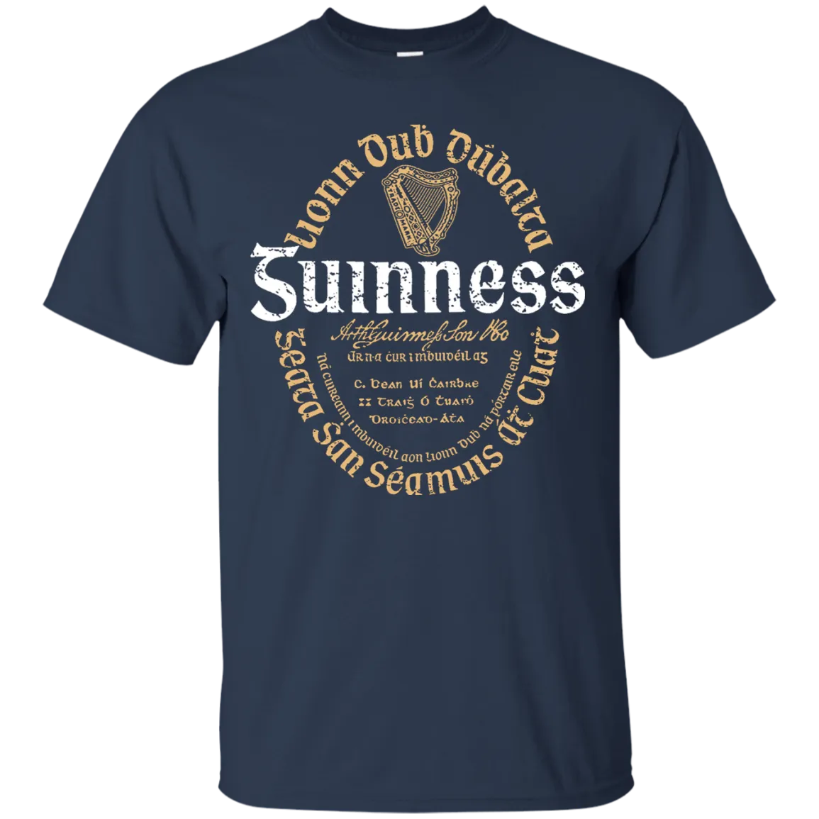 Guinness Beer T-Shirt Custom Designed Color Oval Worn Label Pattern