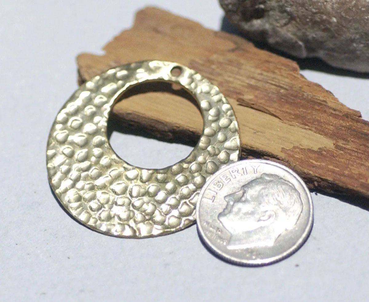 Hammered Hoops 30mm for Earrings - Pendant Offset Circle for Stamping Texturing Charms, Jewelry Components, Variety of Metals - 4 Pieces
