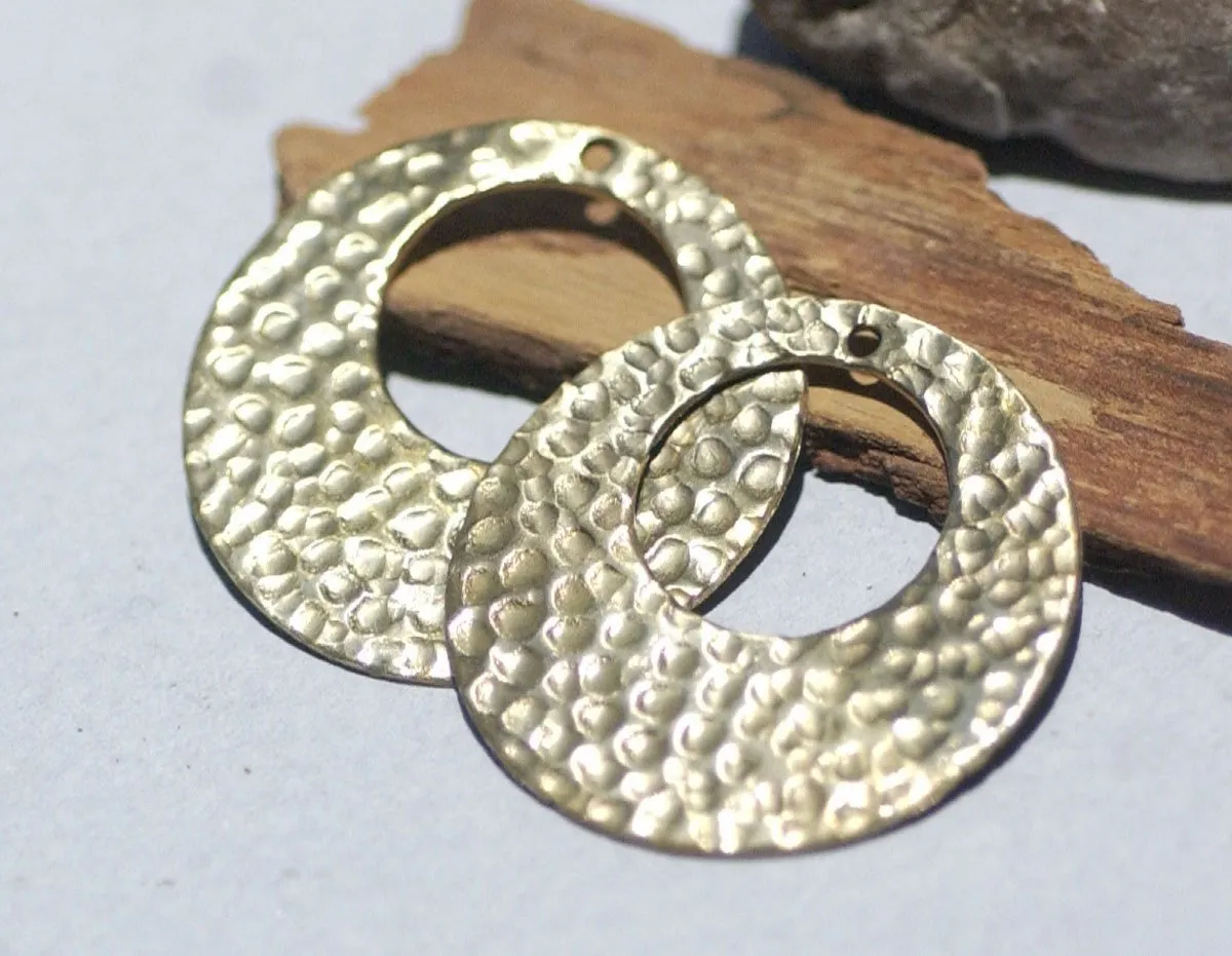 Hammered Hoops 30mm for Earrings - Pendant Offset Circle for Stamping Texturing Charms, Jewelry Components, Variety of Metals - 4 Pieces