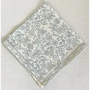 Hand-block Printed Blue Vine Napkins - Set of 4
