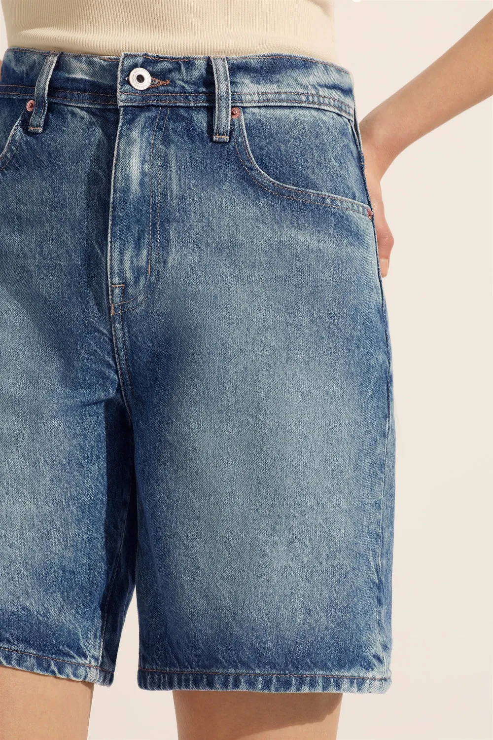 Harry High Relaxed Short Aged Blue