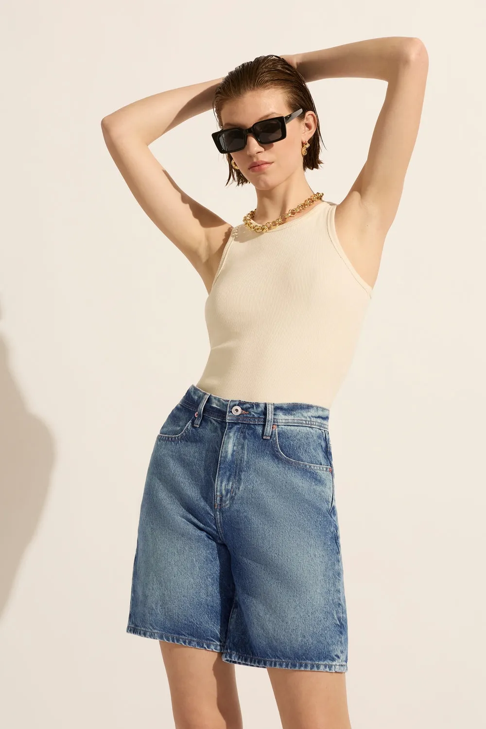 Harry High Relaxed Short Aged Blue