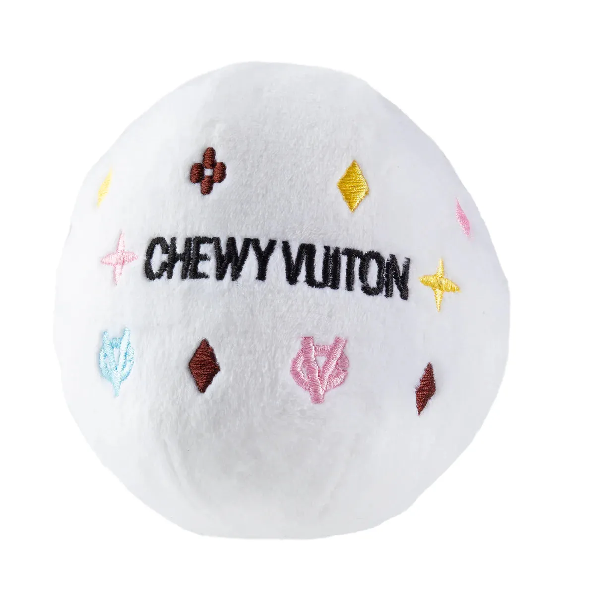 Haute Diggity Dog - White Chewy Vuiton Bone and Ball Squeaker Dog Toy: Large