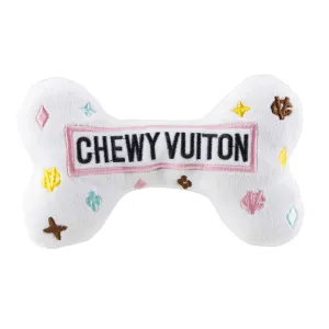 Haute Diggity Dog - White Chewy Vuiton Bone and Ball Squeaker Dog Toy: Large