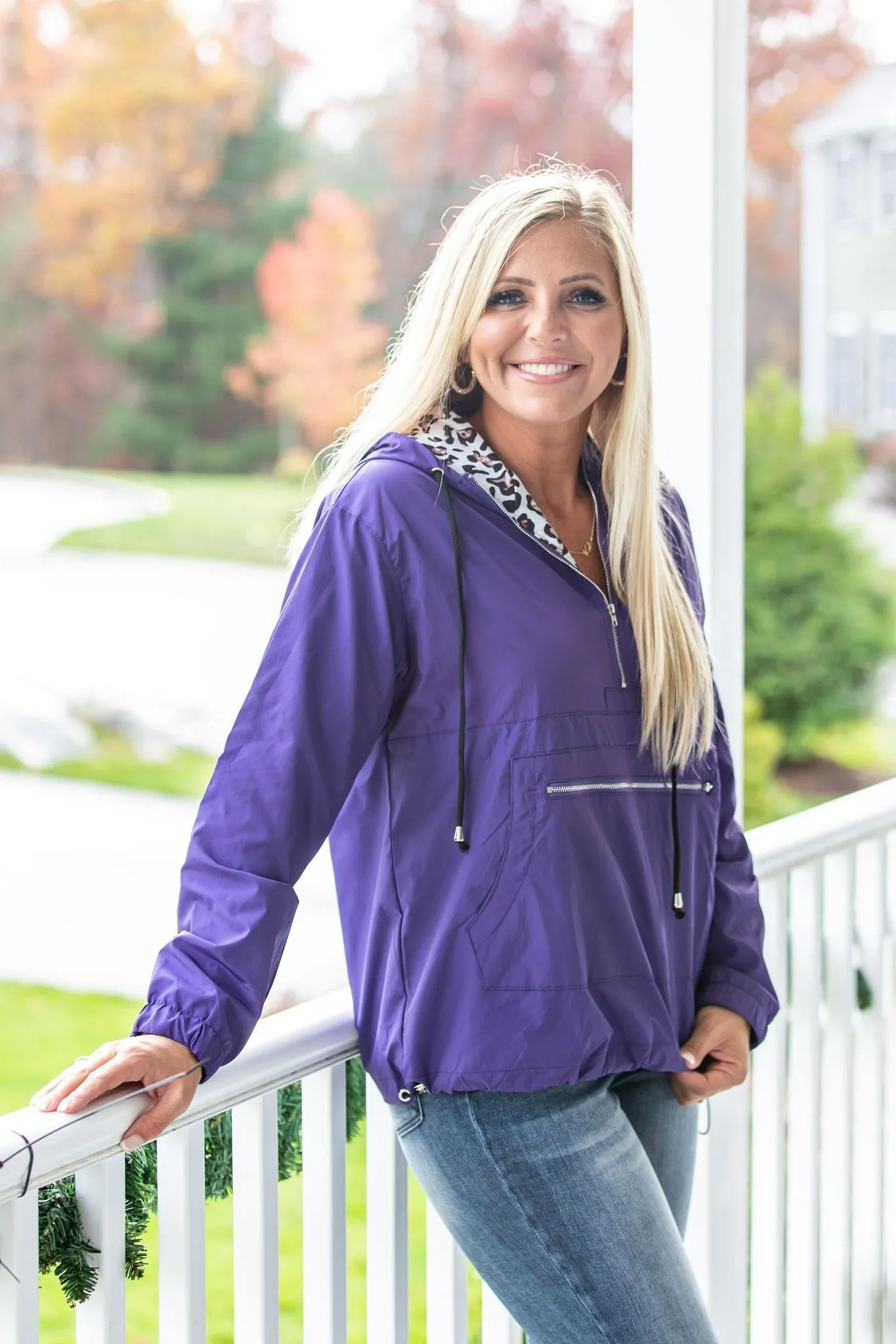Hazel Blues® |  Abby Leopard Windbreaker in Four Colors
