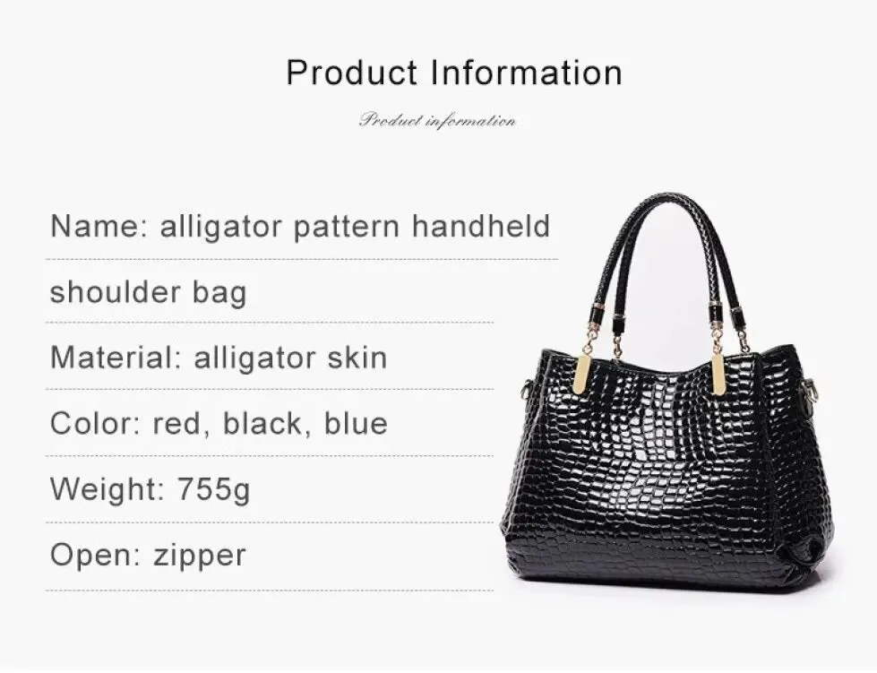 Hot Crocodile Pattern Luxury Handbags Women Bags Designer 2024 Summer PU Leather Top-handle Bags Woven Handle Ladies Casual Tote