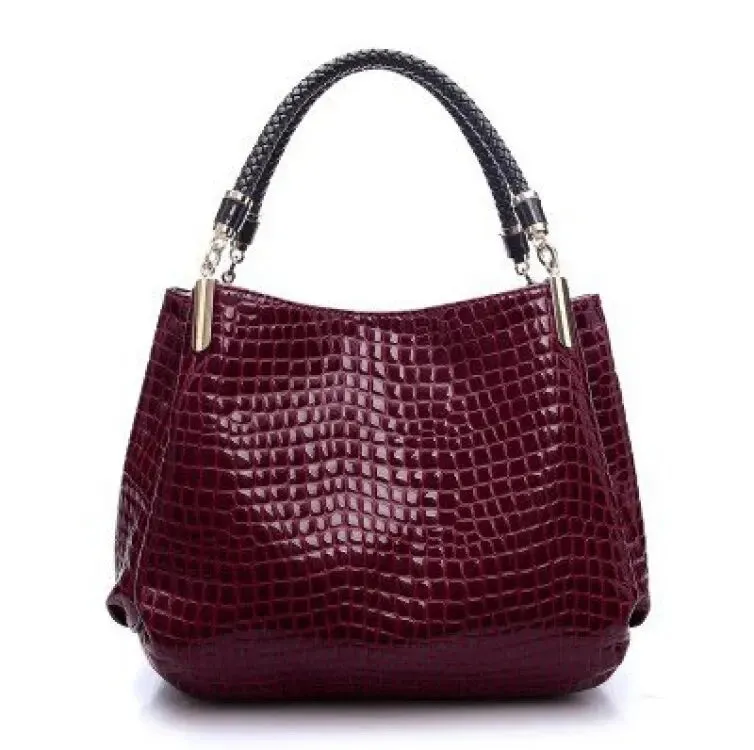 Hot Crocodile Pattern Luxury Handbags Women Bags Designer 2024 Summer PU Leather Top-handle Bags Woven Handle Ladies Casual Tote