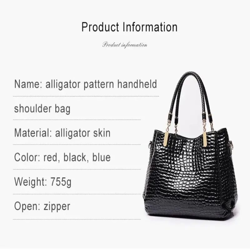 Hot Crocodile Pattern Luxury Handbags Women Bags Designer 2024 Summer PU Leather Top-handle Bags Woven Handle Ladies Casual Tote