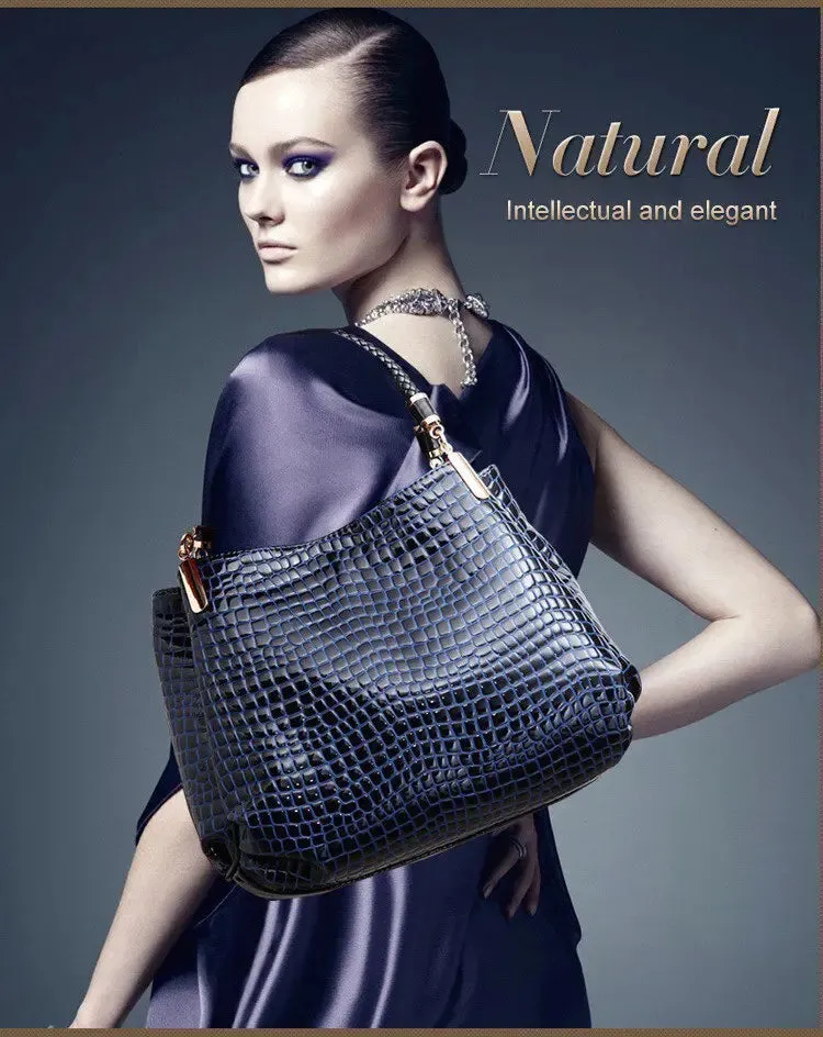 Hot Crocodile Pattern Luxury Handbags Women Bags Designer 2024 Summer PU Leather Top-handle Bags Woven Handle Ladies Casual Tote