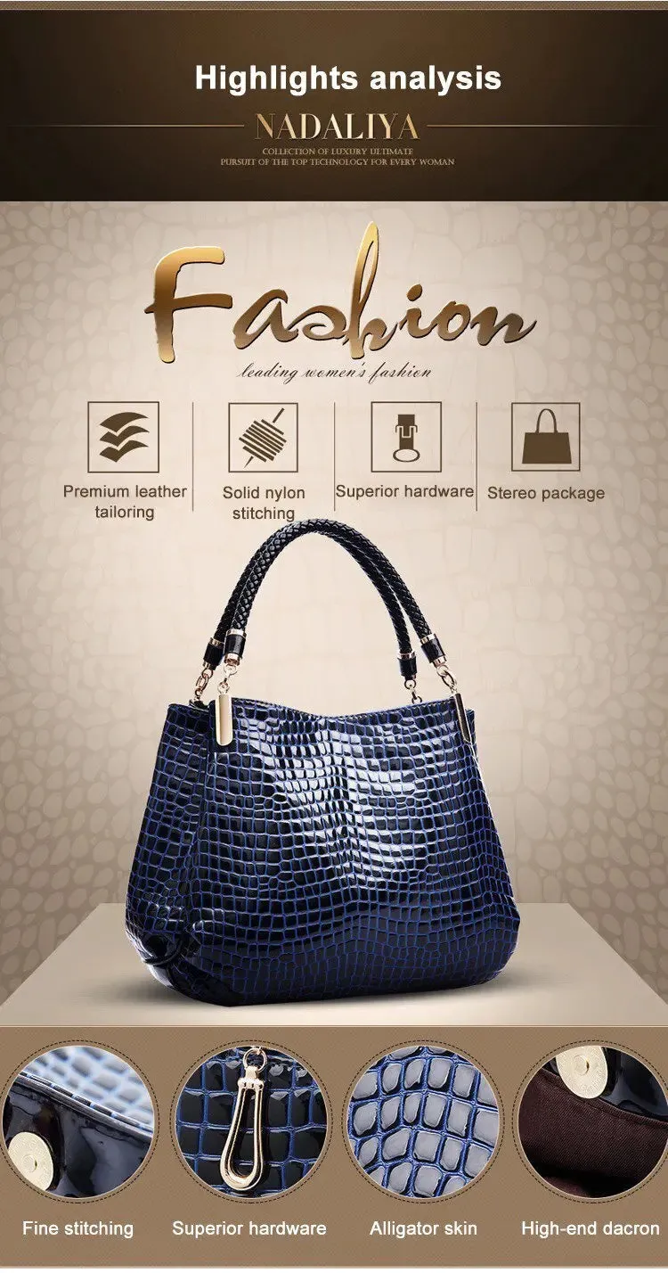Hot Crocodile Pattern Luxury Handbags Women Bags Designer 2024 Summer PU Leather Top-handle Bags Woven Handle Ladies Casual Tote