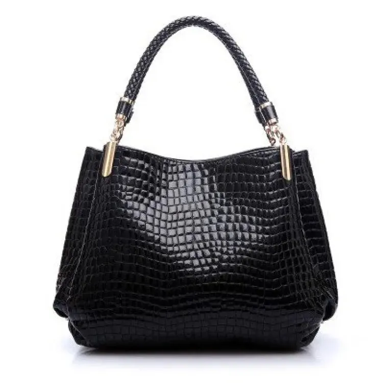 Hot Crocodile Pattern Luxury Handbags Women Bags Designer 2024 Summer PU Leather Top-handle Bags Woven Handle Ladies Casual Tote