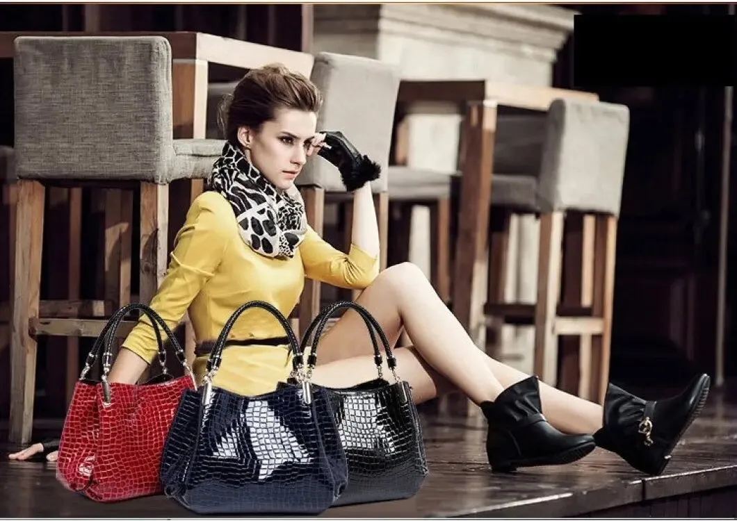 Hot Crocodile Pattern Luxury Handbags Women Bags Designer 2024 Summer PU Leather Top-handle Bags Woven Handle Ladies Casual Tote