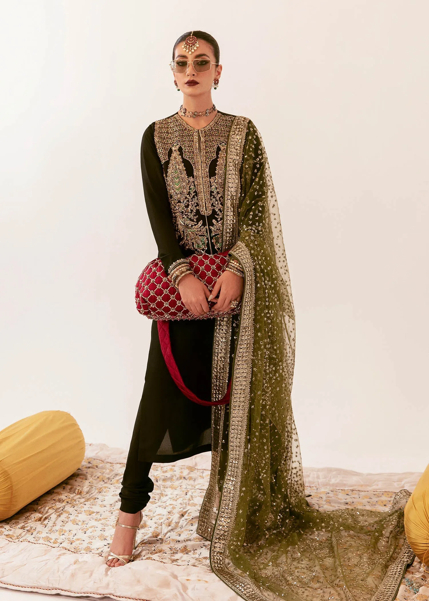 Hussaain Rehar Raw Silk Hand Embroidered Unstitched - Darya