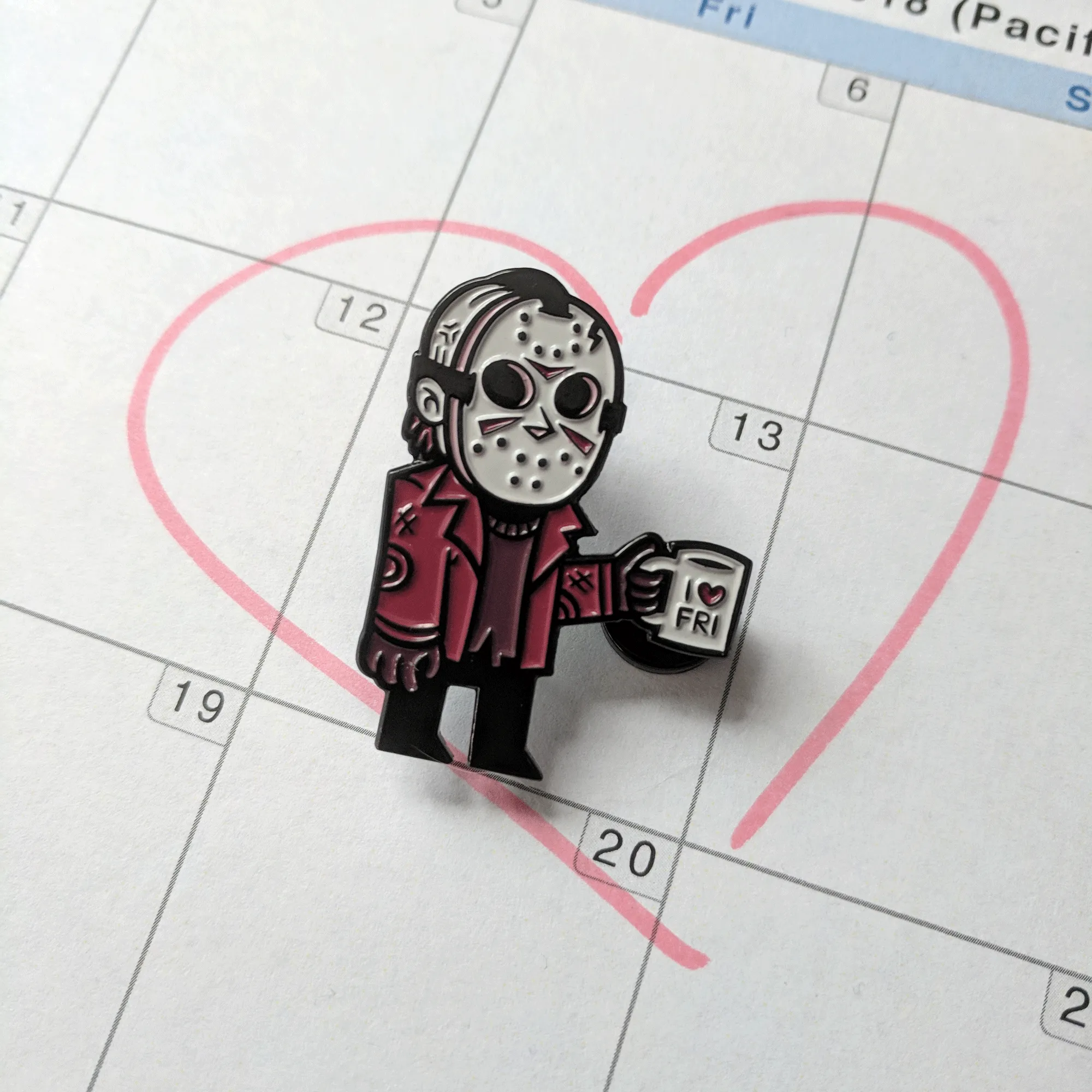 I Heart Friday Jason Enamel Pin