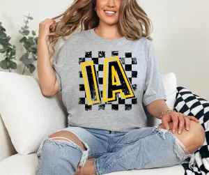 IA Checkered Background Grey Graphic Tee