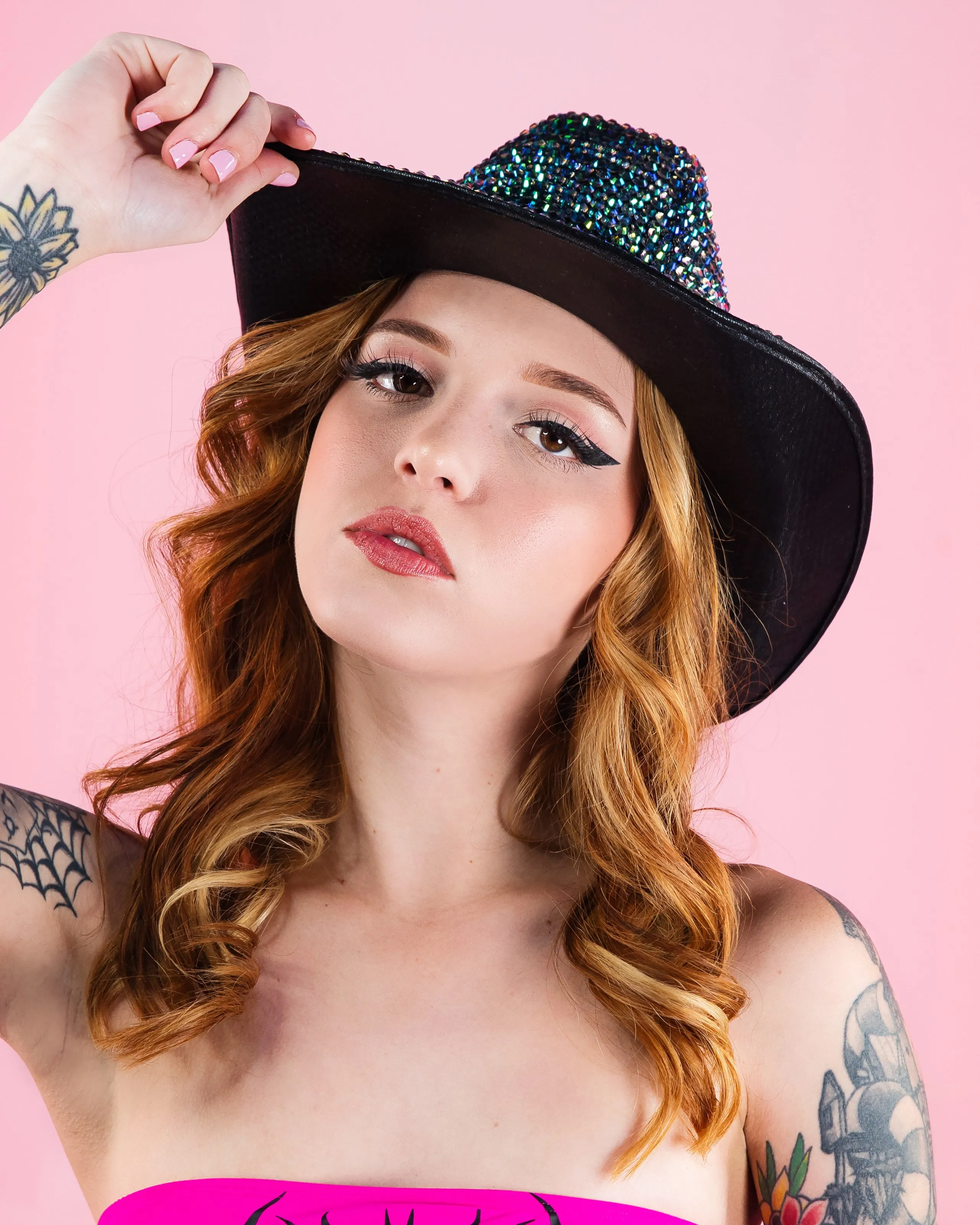 Iridescent Rhinestone Cowgirl Hat