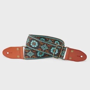ISUZI Patterned woven Guitar Strap with copper metal buckle