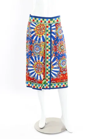 Italian Wheel Print Silk Skirt