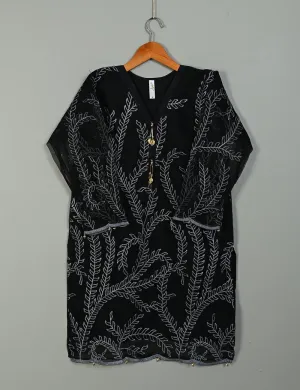 Jasmine Creeper - T20-062E-Black - Organza Embroidered Stitched Kurti