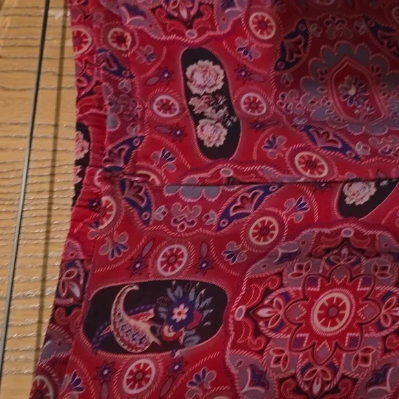 Johhny Was Silk Red Patterned Women's Skirt