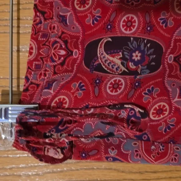 Johhny Was Silk Red Patterned Women's Skirt