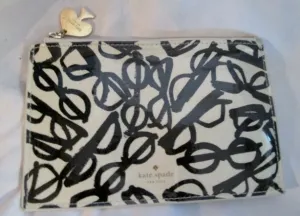 KATE SPADE OPTICAL ILLUSION GLASSES Baguette Case Purse Clutch BLACK WHITE Bag