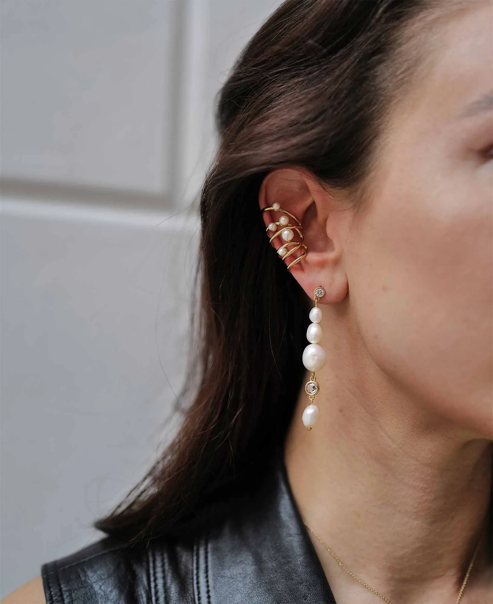 Kayla Embellished Pearl Ear Cuff