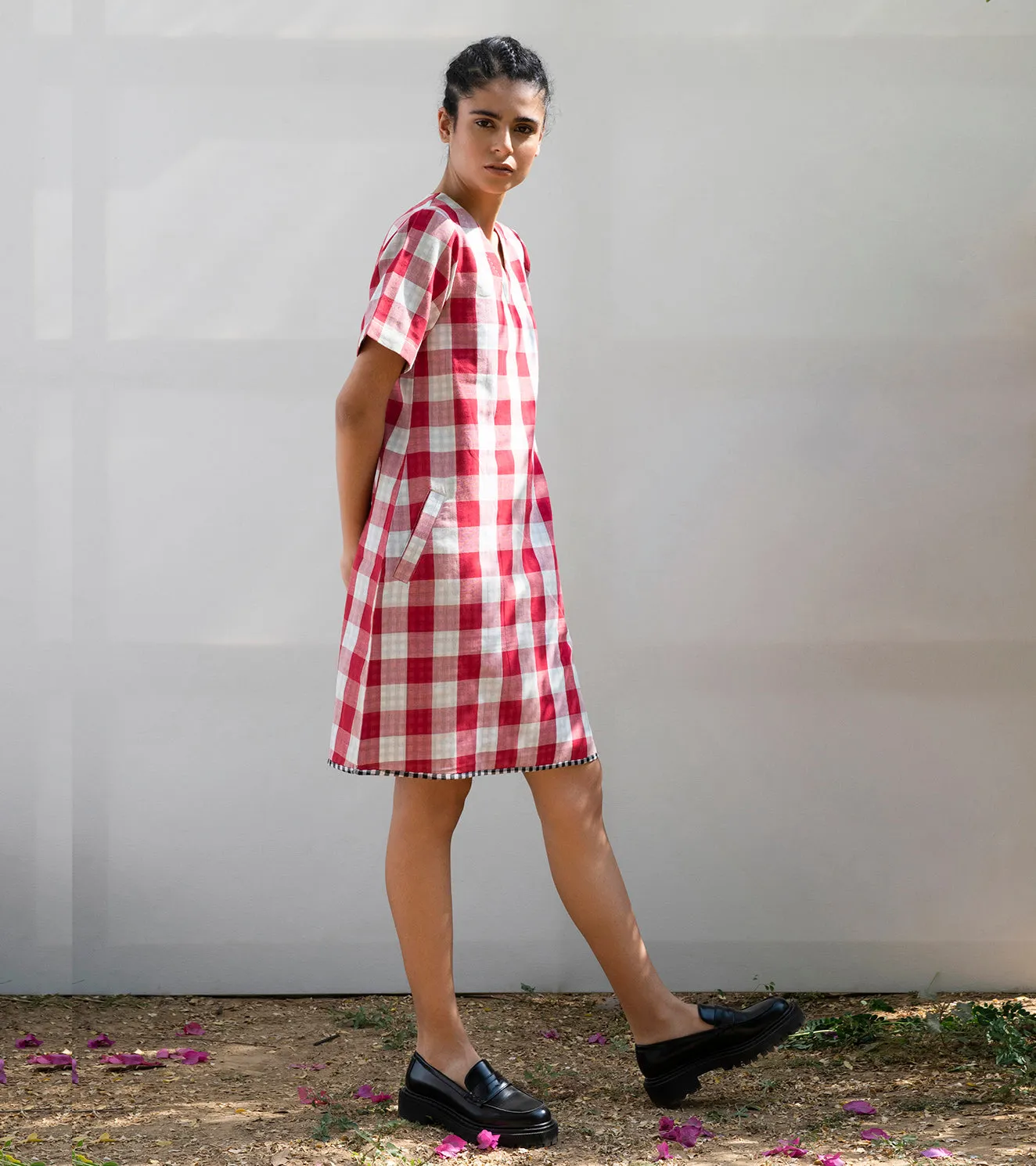 Khara Kapas Pin Cherry Shift Dress