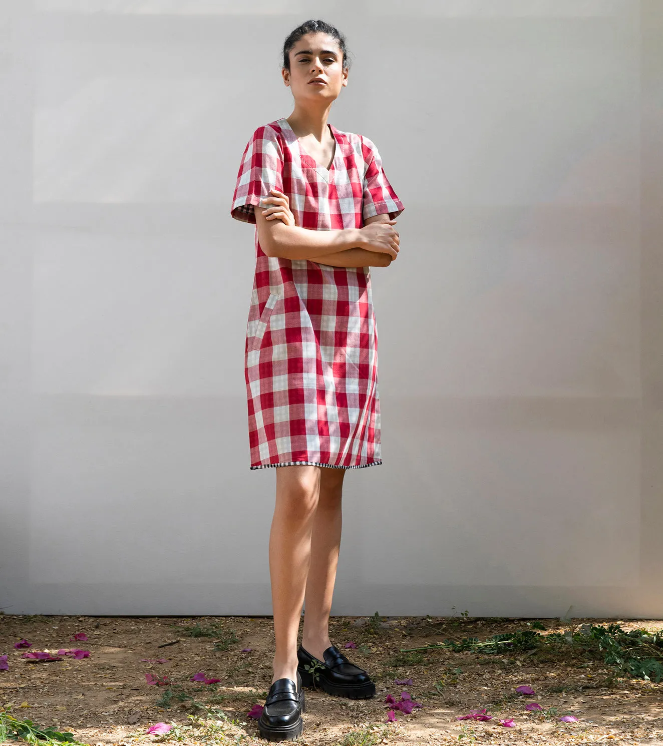 Khara Kapas Pin Cherry Shift Dress