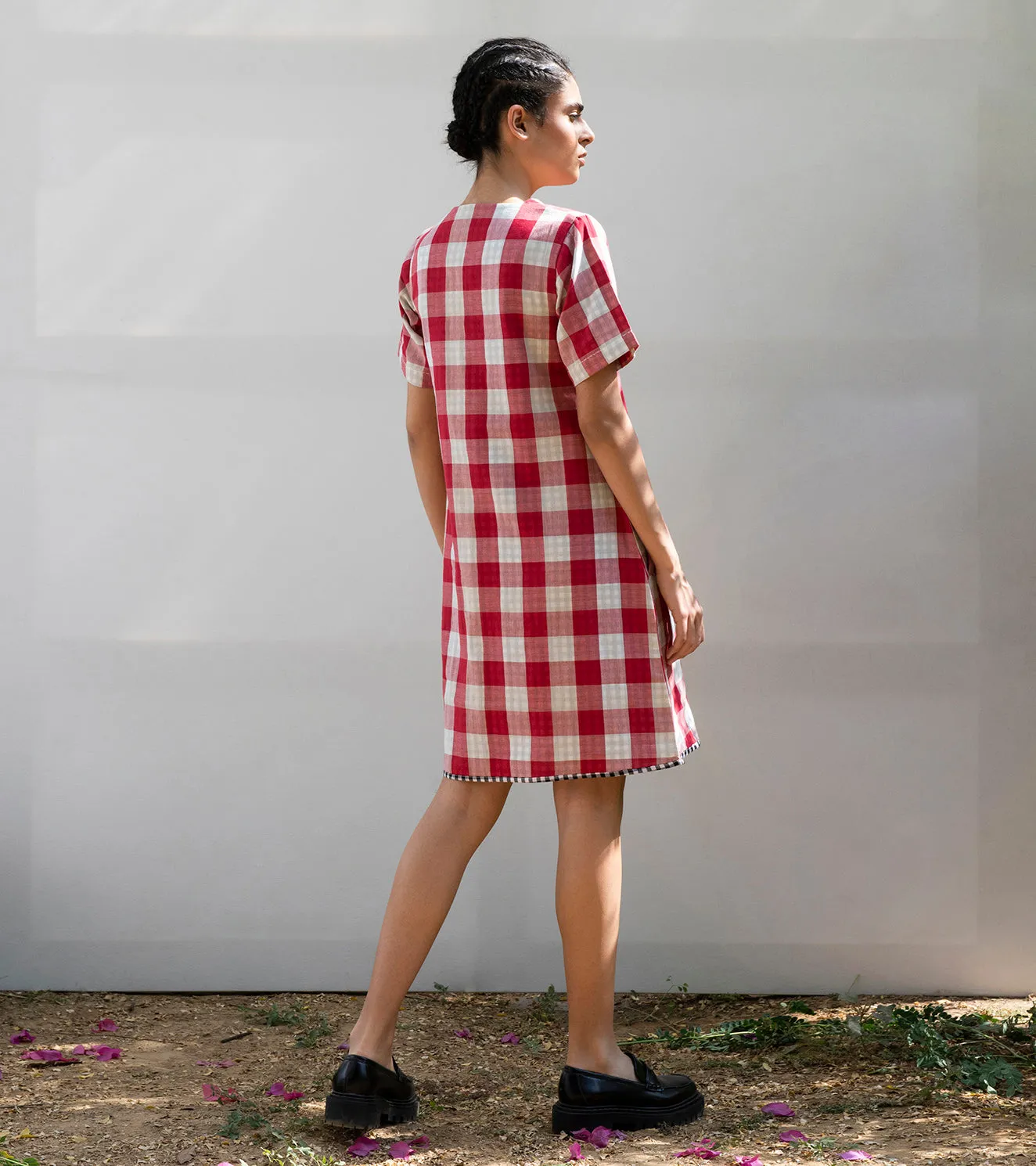 Khara Kapas Pin Cherry Shift Dress