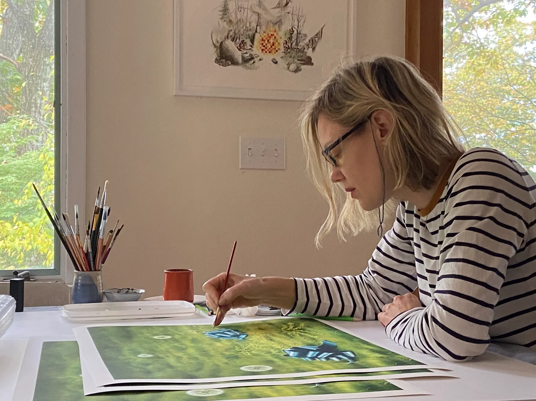 Kirsten Deirup, Bio Hack, 2021; Hand-Embellished, Signed, and Numbered Limited Edition Print