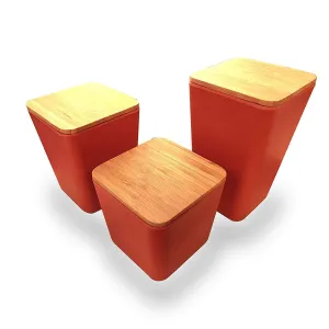Kitchen Canister 3 piece set - Airtight Bamboo Lid made from Bamboo Fiber - Perfect countertop storage jars for coffee tea sugar salt (Modern Red Burnt Orange) by Clean Dezign