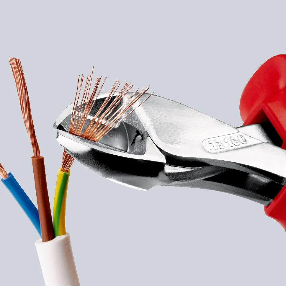 Knipex X-Cut Diagonal Side Cutting Pliers 160mm Tether Point Multi Component Grips Chrome Plated 73 05 160 T